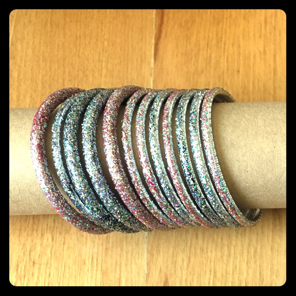 FREE with any other purchase over $10 - Set of 10 new sparkly metal bangles